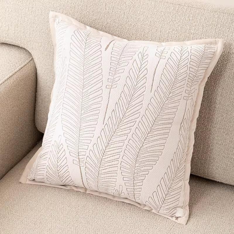 Luxuriöse Grau-Weiß Jacquard Kissenhülle Geometrische Blatt Muster Überwurf Kissenbezug Dekorativ für Sofa Couch Wohnzimmer Heimdekoration