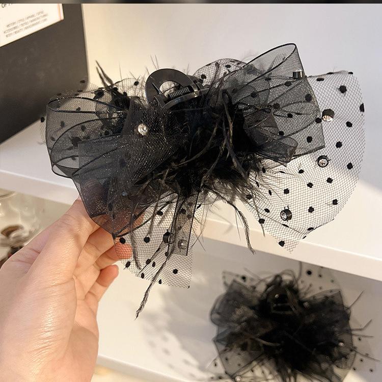 1PC Premium Mesh Feather Disc Hair Grab Clip Headgear Back Head Shark Clip Hairpin Hairpin