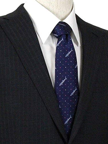 [COLORATA] Colorata Whale Shark Tie (145 X 8.5cm / Navy / Dot / 100% Silk / Jacquard Weave) Animal Shark Polka Dot / Animal Gift Present