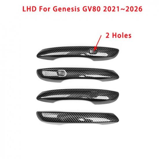 Накладки на наружные дверные ручки из карбона и ABS для Genesis GV80 - 2026 Carbon(2 Holes)
