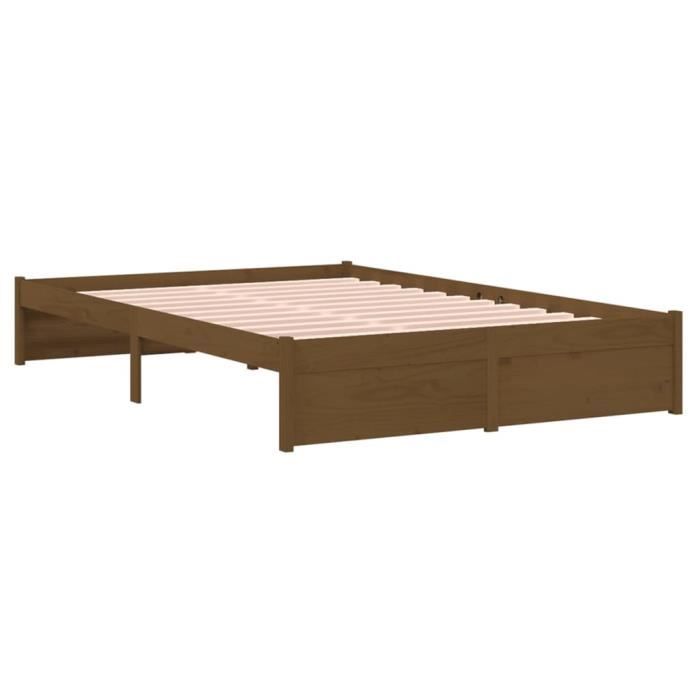 VidaXL Cadre de lit Marron miel Bois massif 120x190 cm Petit Double 814922