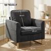 Accent Chair With Pocket Spring Modern Industrial Armchair With Metal Legs For Livingroom Dark Grey