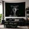 Dark Grunge Aesthetic Girl Tapestry,Edgy Alt Wall Blanket,Gothic Black Tone Art Wall Hanging,Bedroom Dorm Background Home Decor