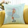Surfboard Surfing Art Surf Girl   Various Sizes Square Pillow Case For Car Home Bedchamber Decor