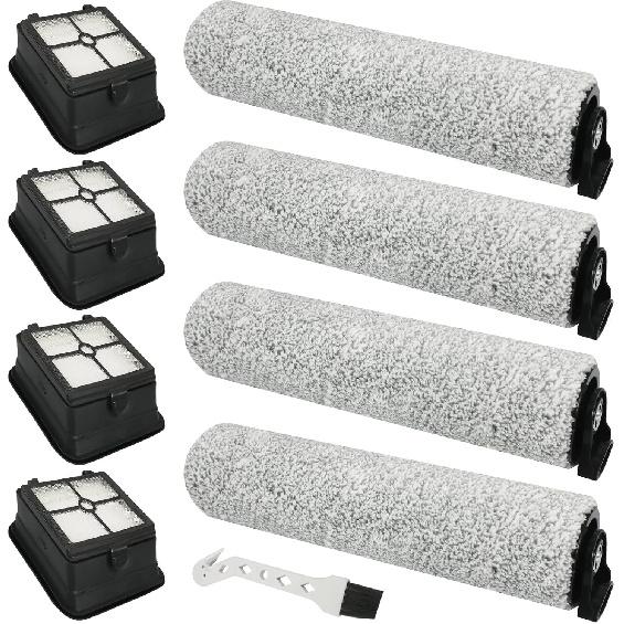 4 Sets iFloor 3 Replacement HEPA Filter and Brush Rolls Compatible with iFloor 3 and Floor One S3 Cordless Wet Dry Vacuum Cleaner