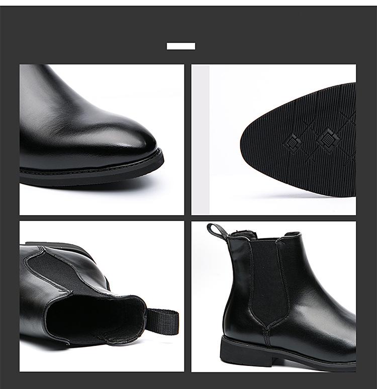 Men's Pointed High-Top Leather Boots - Large Size, Autumn Collection, Formal British Style