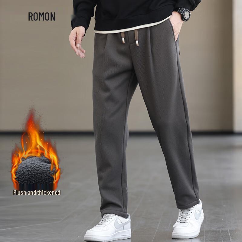 

Romon Men s Anti-Bacterial Fleece-Lined Straight-Leg Casual Pants L
