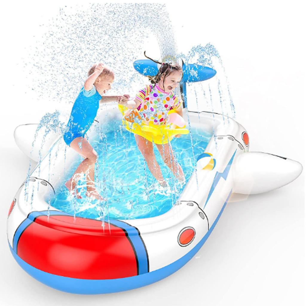 Inflatable Sprinkler Pool Airship Appearance Firm Sprinkler Pad for Kids for Backyard Outdoor Play