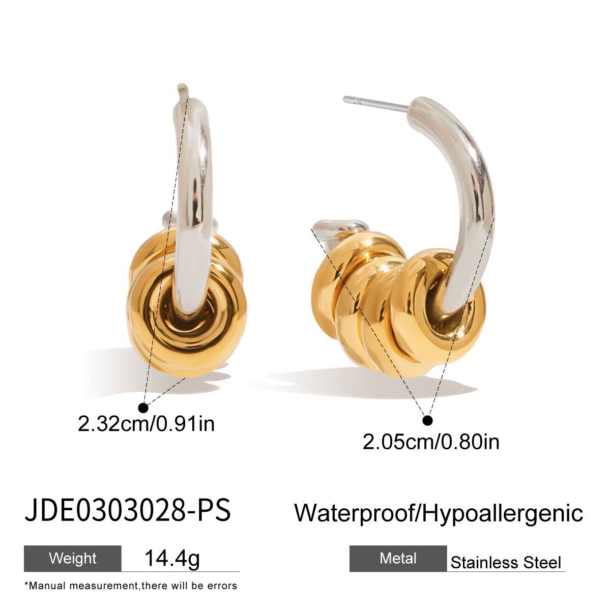 

Jiedin European and American stainless steel c-type stud earrings do not fade titanium steel jewelry earrings