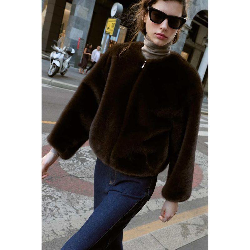 Za Export New Arrival Women's Clothing ZR Fashion Style Artificial Fur Effect Pilot Jacket Outwear 6318288