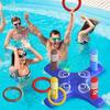 1 Set of Inflatable Lifting Ring Throwing Game with Pump-colorful Water Toys for Swimming Pool,parties,and Outdoor Entertainment