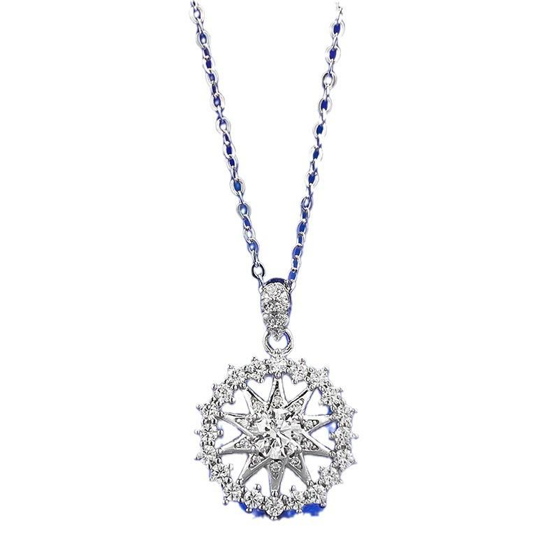 Silver Snowflake Astrolabe Necklace - S925 Fashion Christmas Style for Women, Versatile and Stylish for Everyday Wear