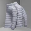 Men's Lightweight Stand Collar White Duck Down Jacket - Fashionable, Warm, Casual Outerwear for Autumn and Winter.