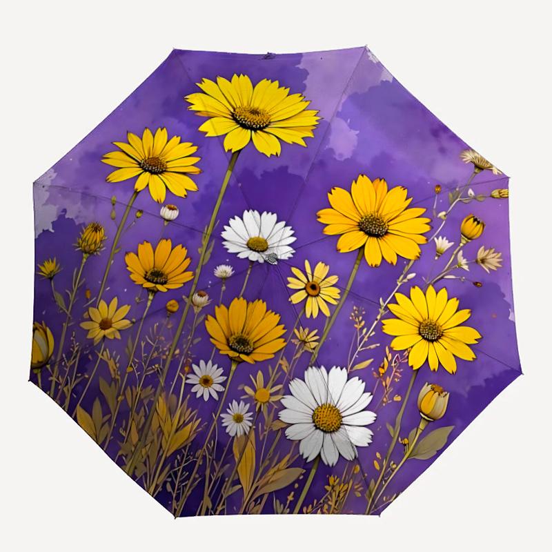 

1pc Flower Field Automatic Open/close Umbrella, 8-Rib sturdy structure, Portable Travel Umbrella, Parties, Everyday Usel040