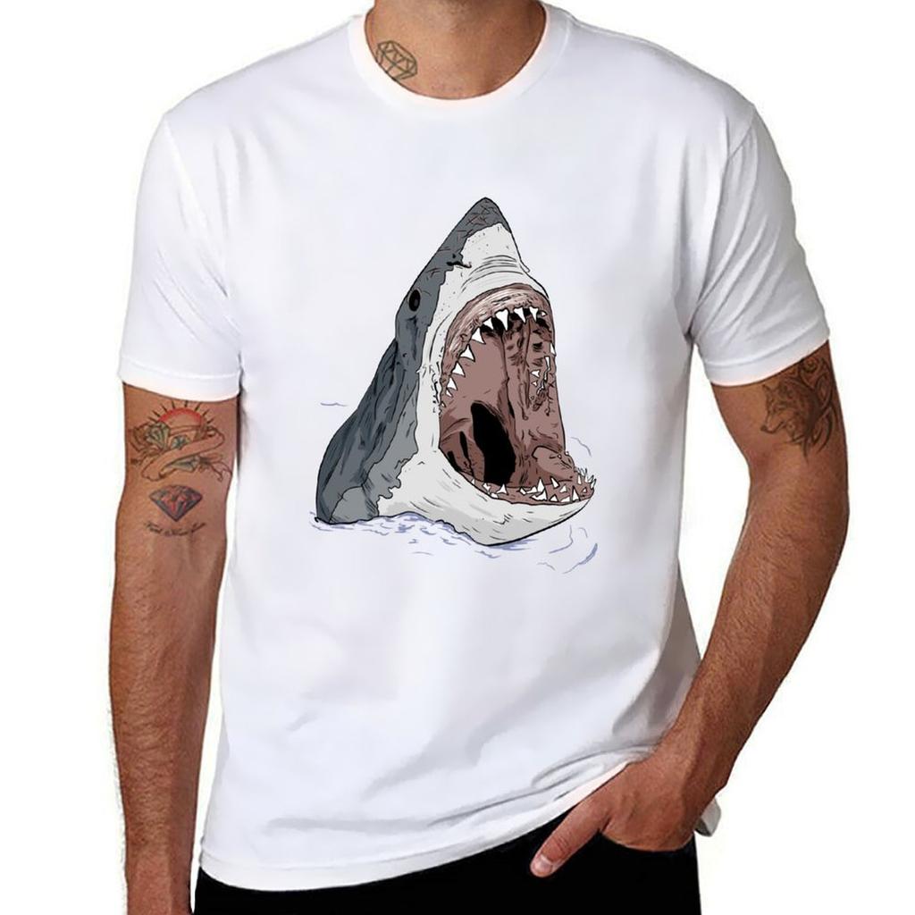 Great White Shark Tshirt Outdoor Work Short Sleeve Top
