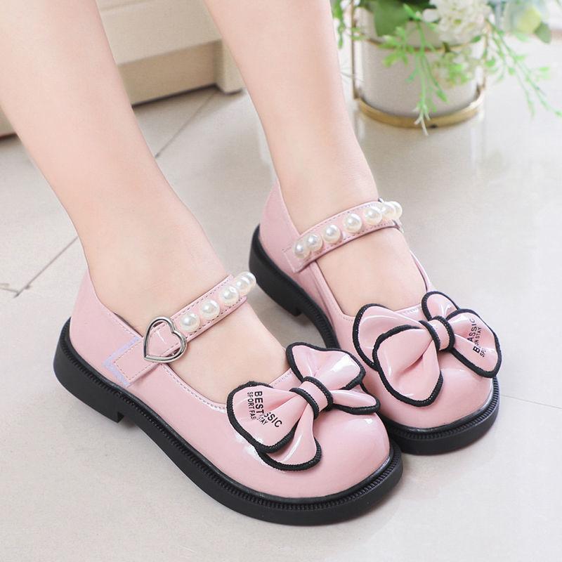 Girls' Korean version of leather shoes 2025 spring and autumn new student butterfly soft sole children's British style baby single shoes princess