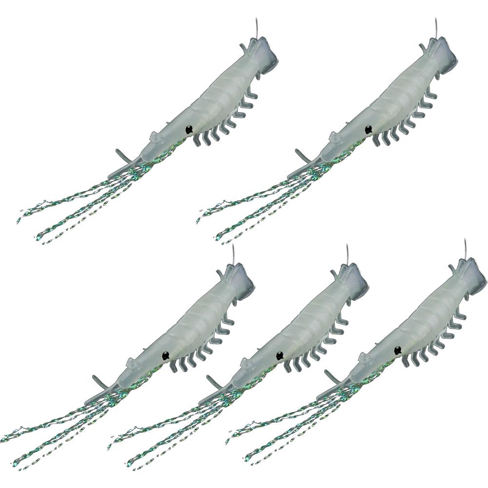 5 st Lysande Konstgjorda Räkbeten Fiskebete Enkelkrok Utrustning Crankbait
