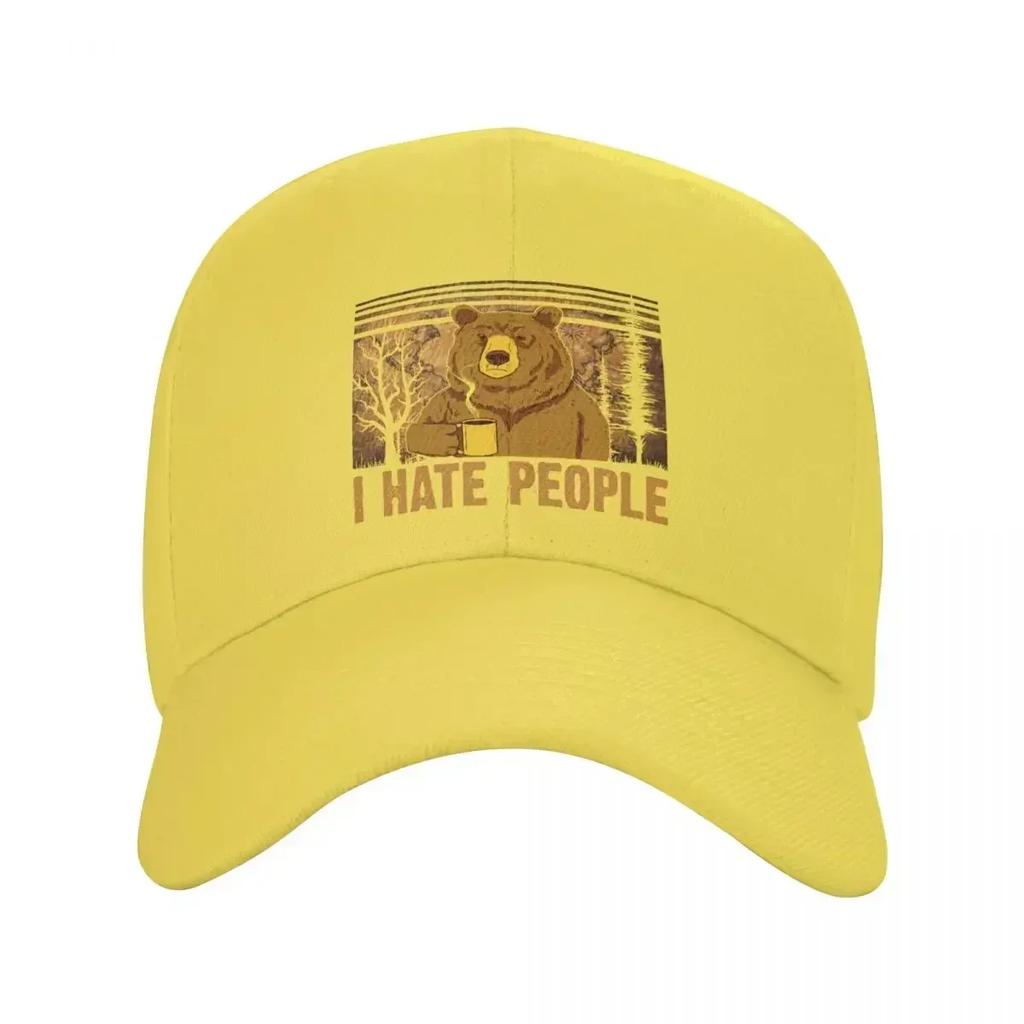 Fashion Camping Bear I Hate People Baseball Cap Women Men Custom Adjustable Unisex Dad Hat Spring Snapback Caps
