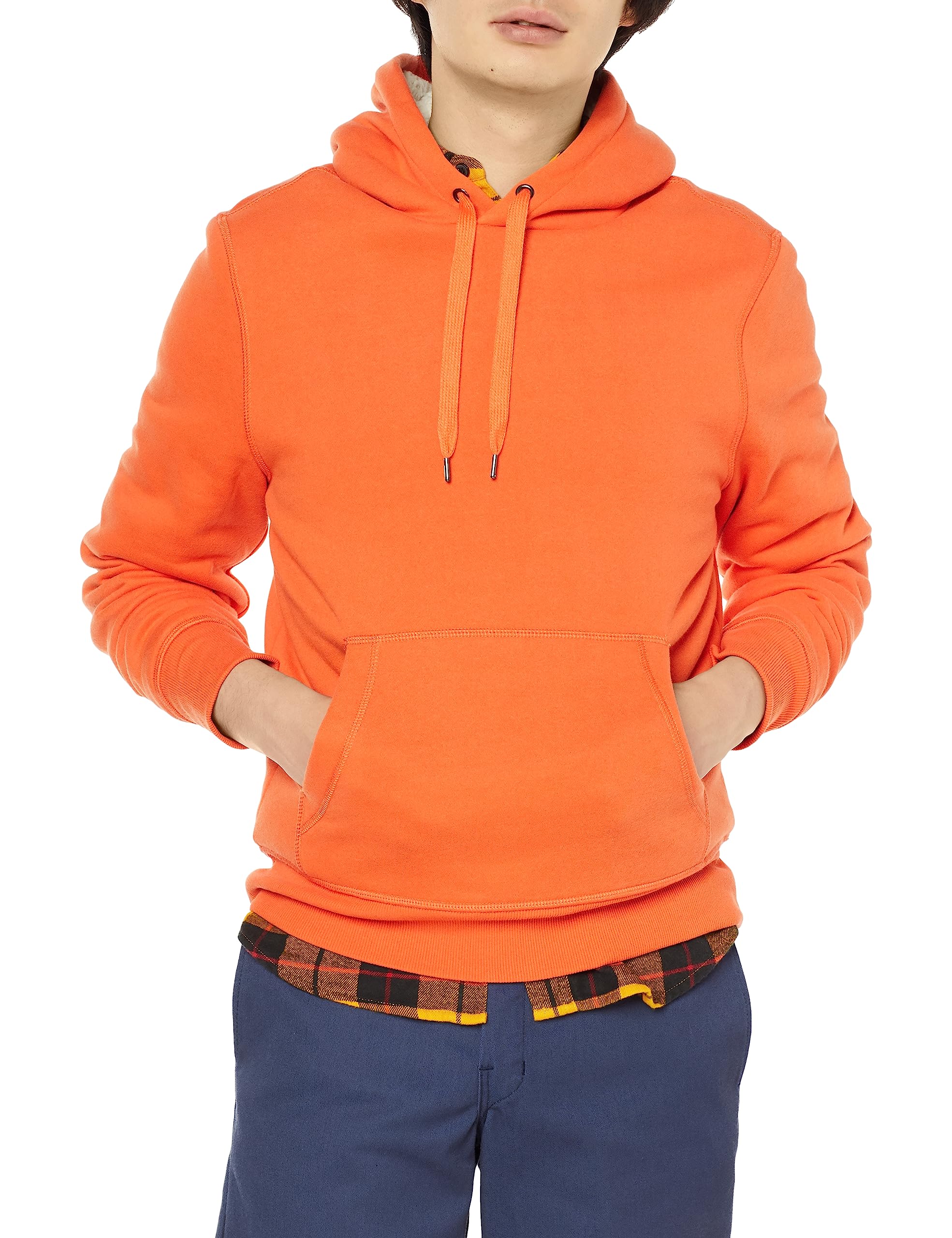 

Amazon Essentials Men s Sherpa-Lined Pullover Hoodie, Orange, Size Small