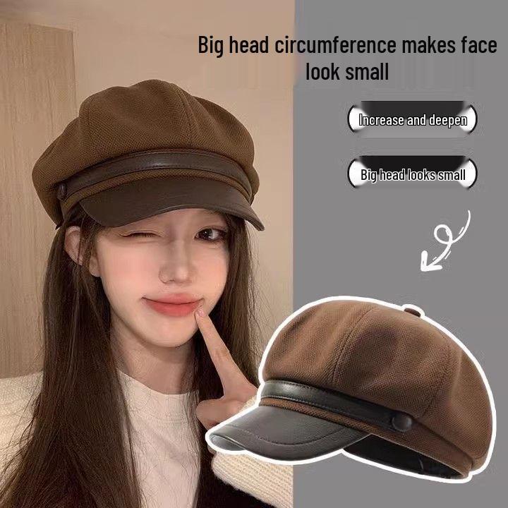 2024 Spring Women's Woolen Beret: Trendy Octagonal Hat, Slimming Artist Flat Cap