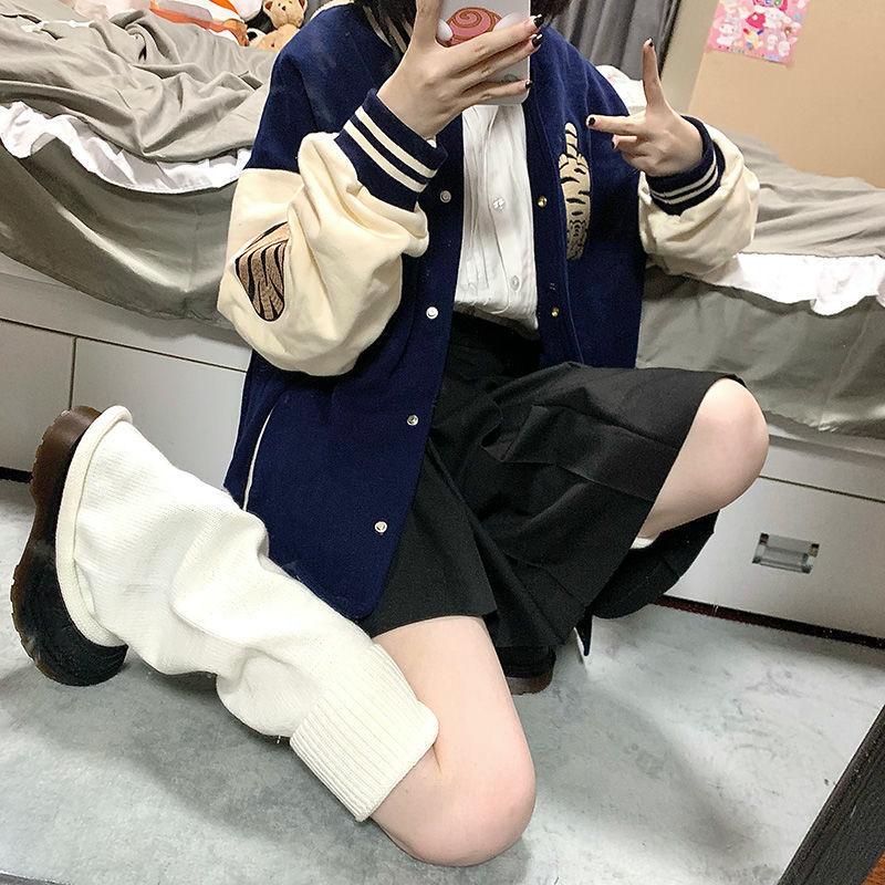 Thick Solid Color Knitted Warm Middle Tube Pile Sock Cover Women's Stockings