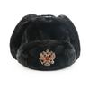 Warm Winter Military Style Earflap Hat Men Women With Embroidered Soviet Emblem Faux Fur Lined Outdoor Cap