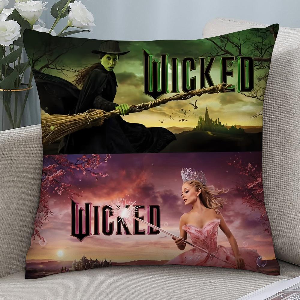 

W-Wicked Part One Movie Pillow Case Short Plush Pillow Covers Sofa Decorative Gift Home Double-sided Printing Cushion Cover 16x16Inch