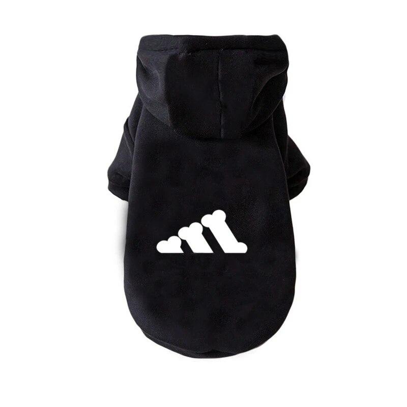 

Модный узор с буквенным принтом в виде кости, дизайнерская одежда для кошек, осенне-зимний утепленный свитер с капюшоном для собак, модная одежда L чёрный
