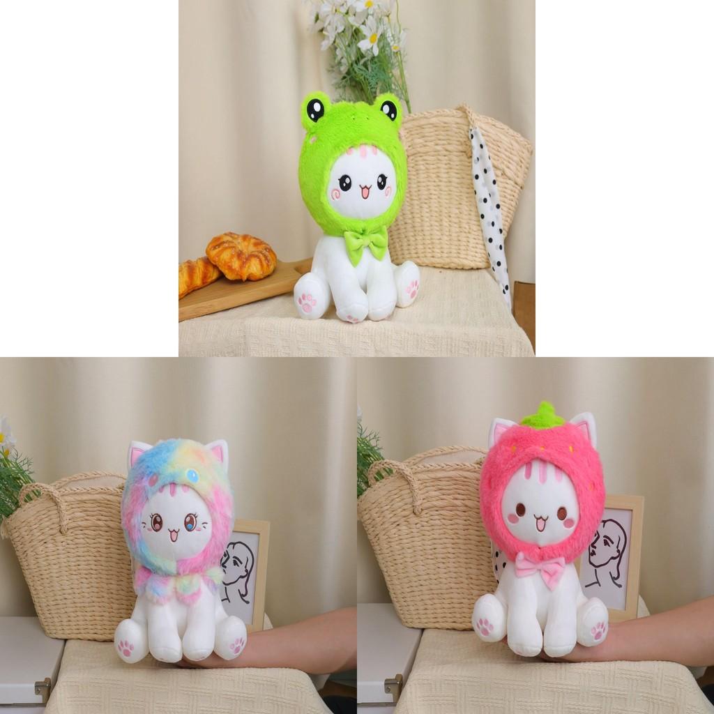 Shark Frog Strawberry Octopus Sitting Cat Plush Toy Stuffed Birthday Kid Gift