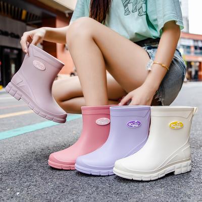 Rutschfeste Wasserschuhe Damen Kurzer Schaft Regenstiefel Studentenmode Regenstiefel Warmer Gummischuh Niedriger Schaft Wasser