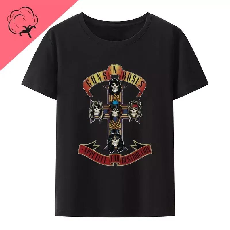 Hot Sale Rock Band Guns N Roses Classic Poster Graphic Print T-Shirt Men Women Streetwear Harajuku Fashion Cotton Casual Oversized Top Summer New Tee