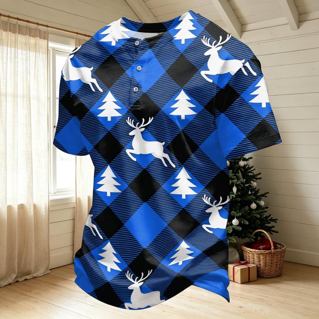 Men's Quick Dry Short Sleeve Round Neck T-Shirt with Christmas Print