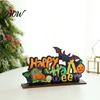 Bat And Pumpkin Tabletop Signs Halloween Wooden Ornaments for Decorations, Stable Base Table Handcrafted Items Centerpiece Home Party Spooky