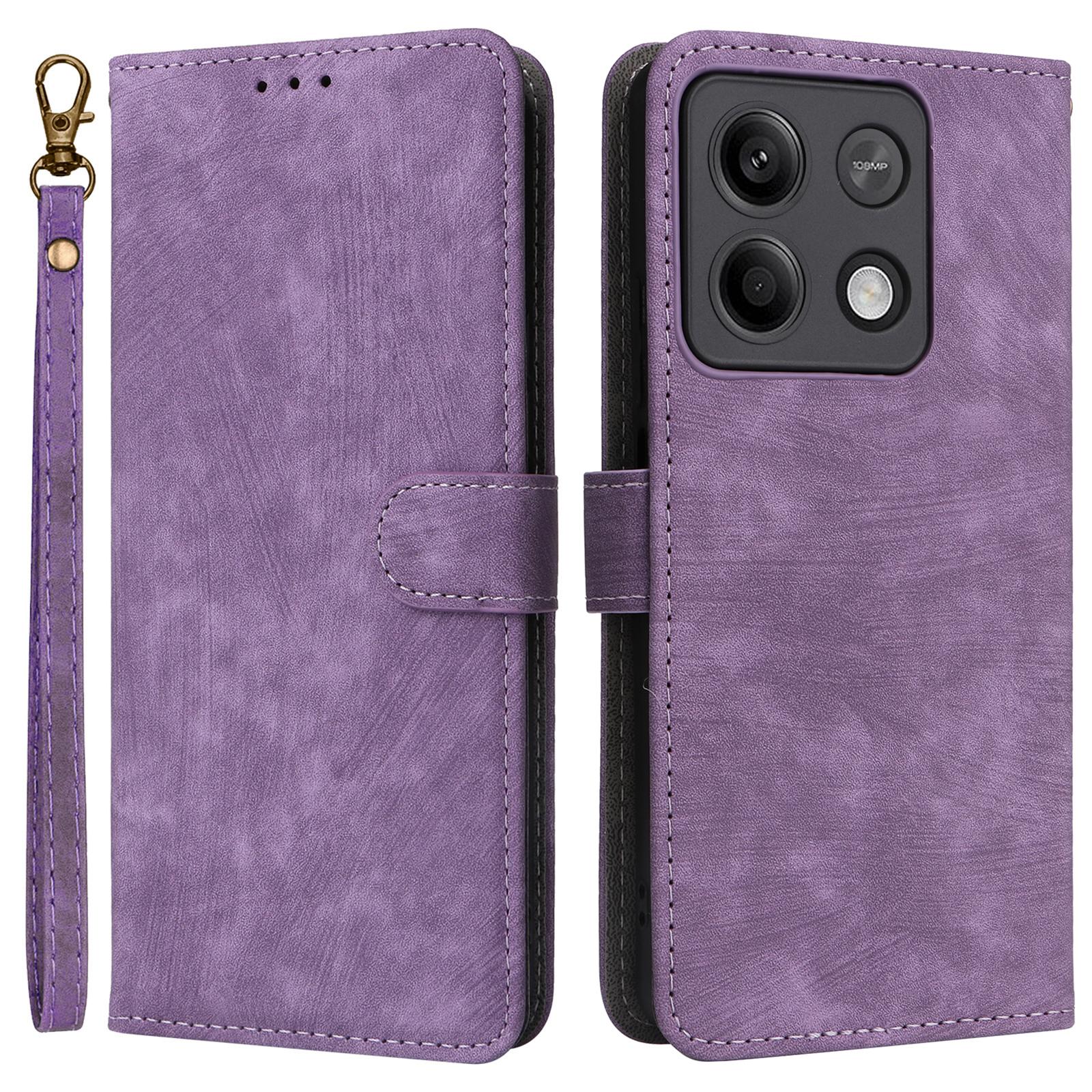 

For Xiaomi Redmi Note 13 Pro 5G/Poco X6 5G Cell Phone Case RFID Blocking Wallet Leather Cover with Strap Purple