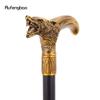 Yellow Wolf Head Biting Walking Cane Fashion Decorative Walking Stick Gentleman Elegant Cosplay Cane Knob Crosier 92cm