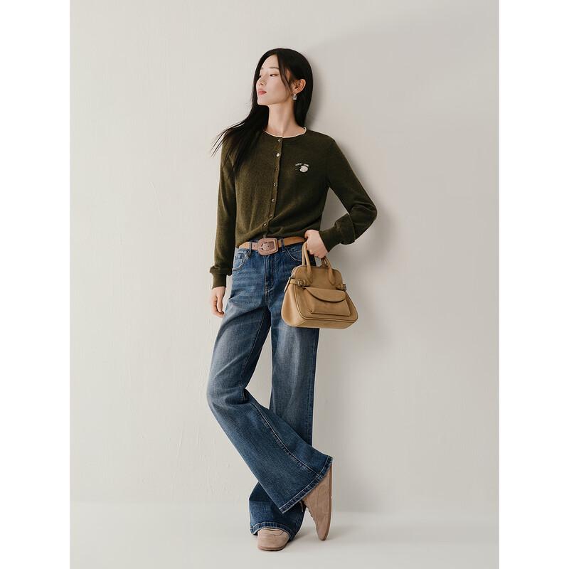 JOOOZE Vintage Distressed High-Waist Slim Bootcut Jeans