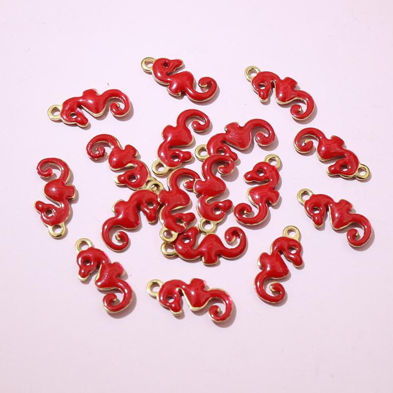 20pcs 12x6mm Stainless Steel Seahorse Hippocampus Enamel Charms Pendant Stainless Steel DIY Jewelry Making Accessories Findings