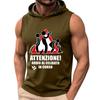 Men's Sleeveless Hoodie Casual Loose Fit Graphic Print Warning Bachelor Party T-Shirt Top for Leisure and Everyday Wear