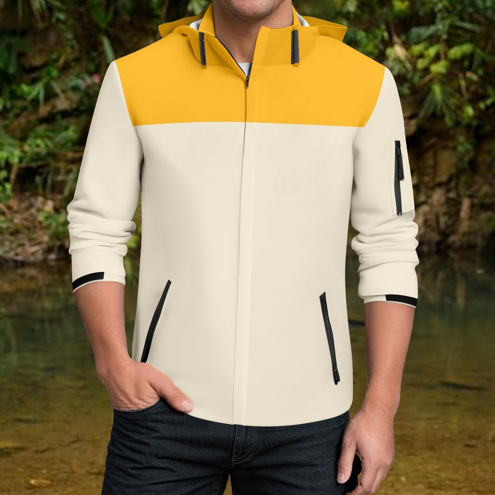 

Мужская водонепроницаемая ветровка, легкий дождевик с капюшоном для повседневной носки XXXL жёлтый