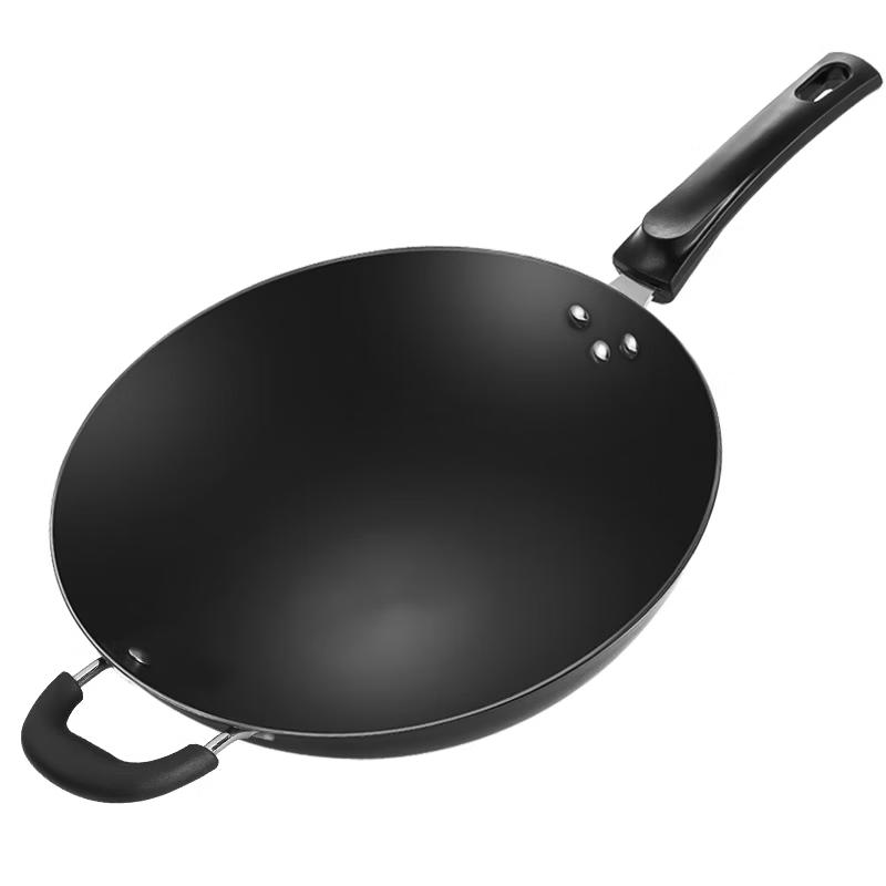 MAXCOOK 34cm Fine Iron Round Bottom Wok