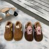 Winter  Vintage Warm Low Top Thick Sole Cotton Shoes for Women Color Blocked Versatile Plush Comfortable Chunky Sneakers