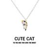 Cute Cartoon Cat Pendant Necklace For Women Metal Chain Choker Couple Friendship Party Jewelry Gift