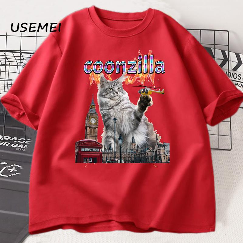 

Funny Cat Printed Tshirt Maine Coon Humor T-shirt Men Women Summer Short Sleeve Cotton T Shirt Unisex Harajuku Mens Clothes S