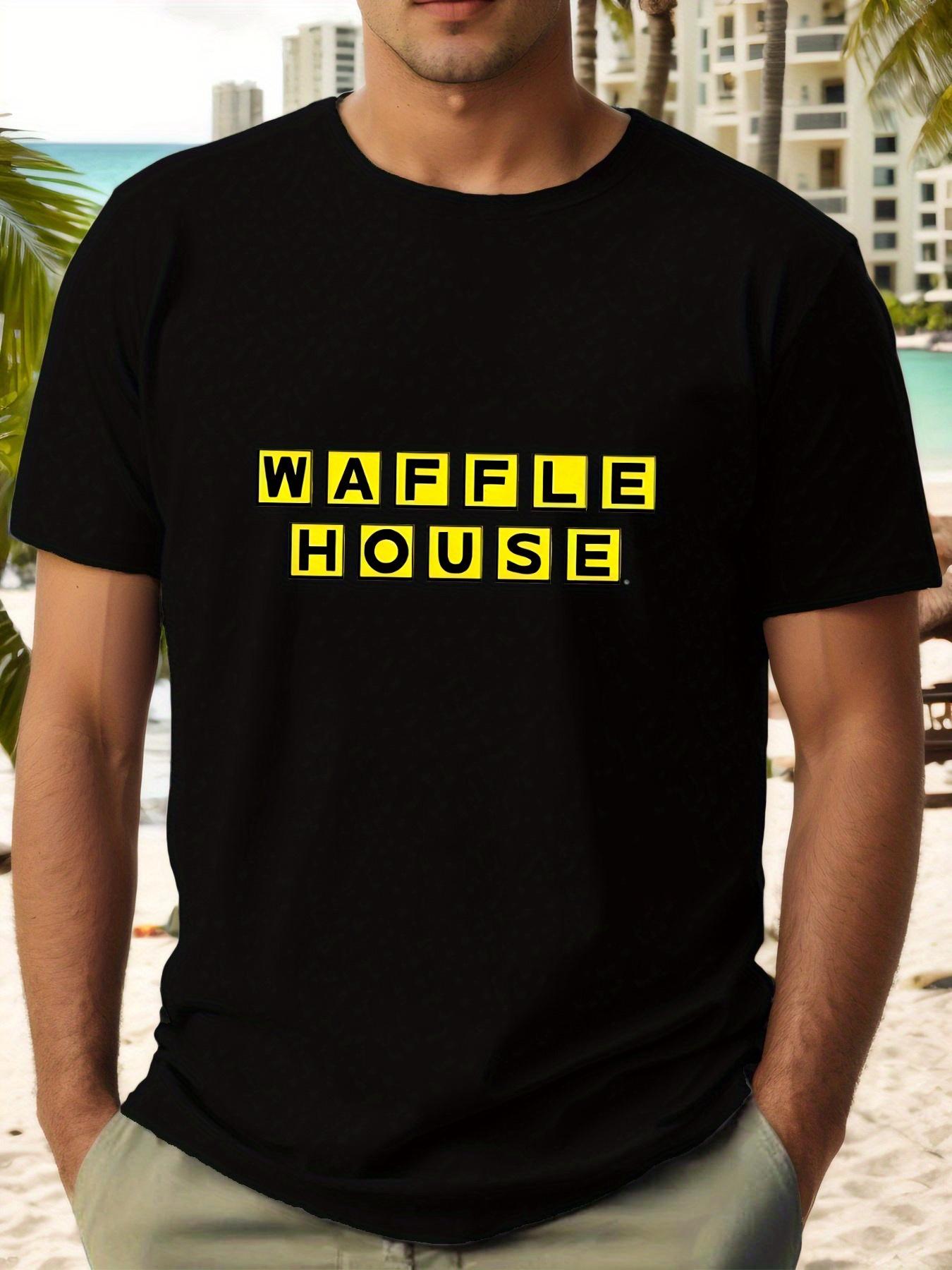 

WAFFLE HOUSE Graphic T-shirt - Casual Green Cotton Tee with Bold Yellow Lettering S
