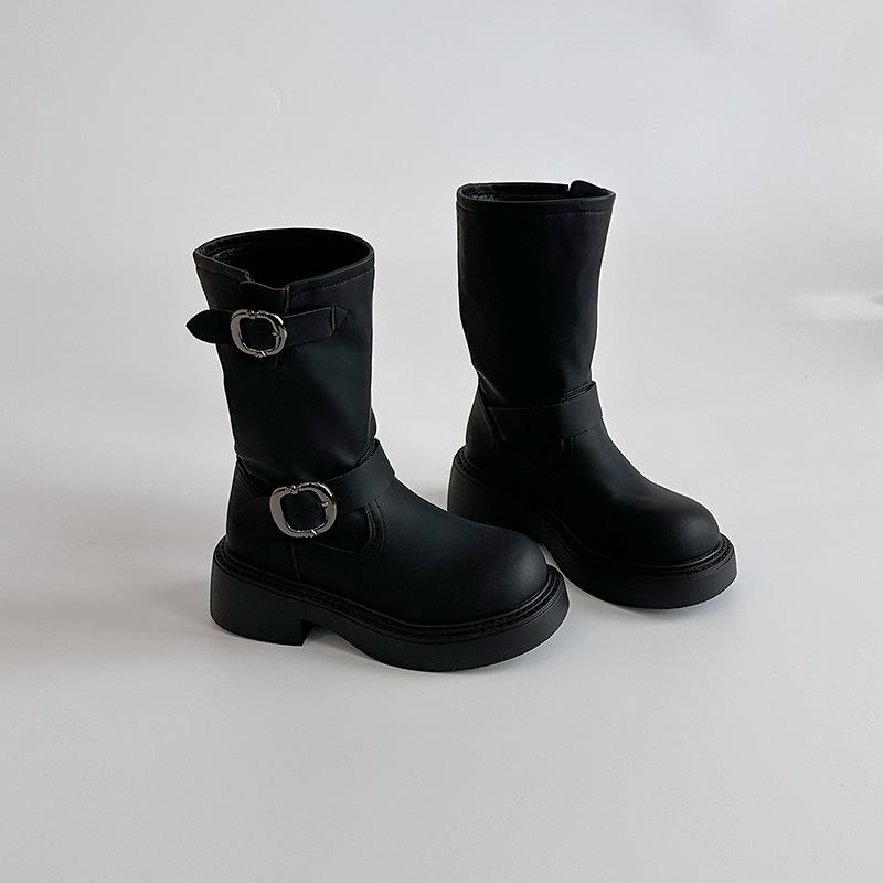 Fashion retro leather boots belt buckle Martin boots women's autumn and winter versatile leather casual shoes fashion boots short boots tide