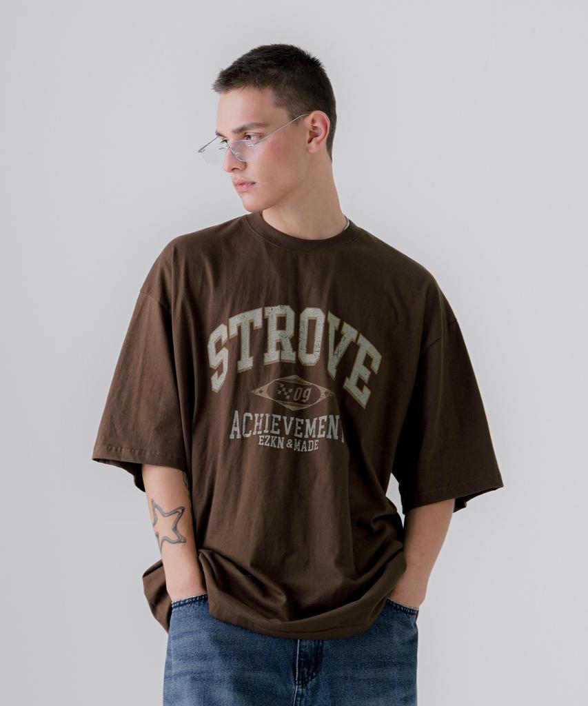 EZKATON Strobe Short Sleeve T-Shirt Brown Kmst6774