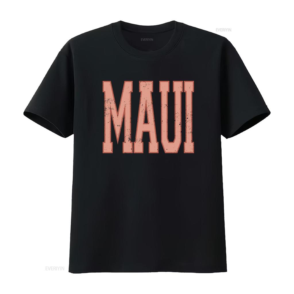 Vintage Distressed Maui Bold Letter Print Casual Streetwear T Shirt vintage Washed Stylish designer clothes Versatile