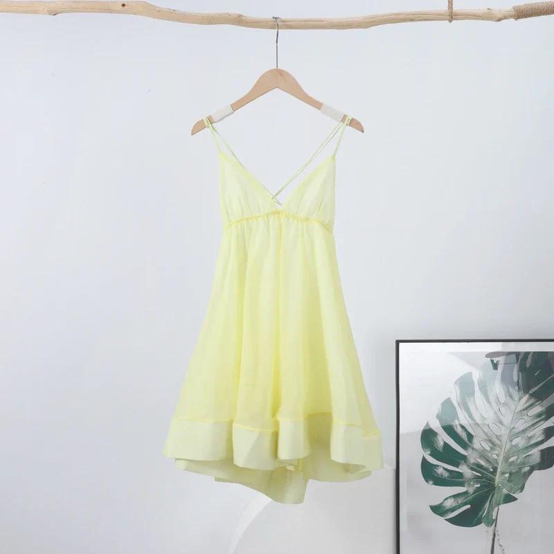 2026 Trendy European and American Women's V-Neck Backless Dress - Beach Holiday Style