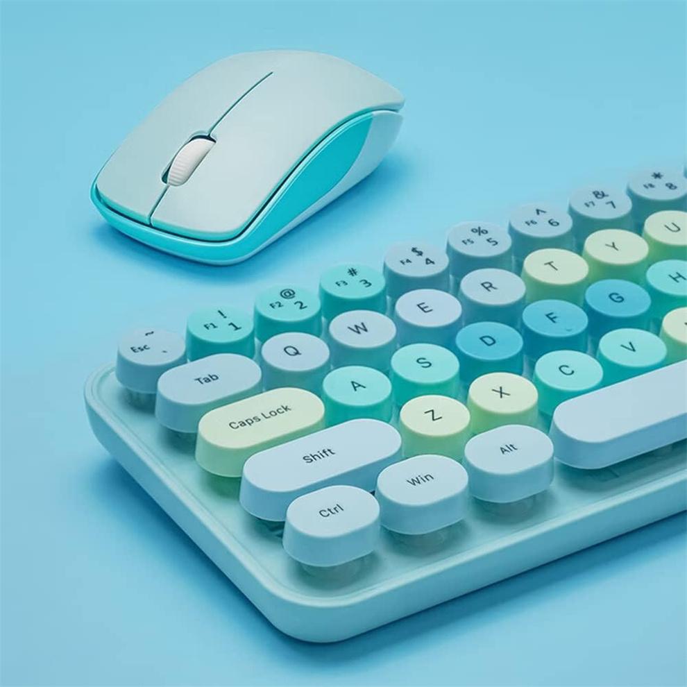 Bunte Kabellose Tastatur und Maus Ergonomische Kleine Größe Schreibmaschinentastatur & Mauskombination für Windows 7/8/10 Laptop Desktop