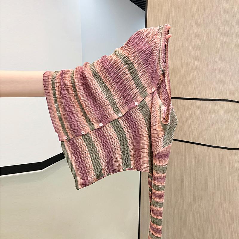 

Осенне-зимний вязаный кардиган с радужной полоской, с длинными рукавами, куртка, топ One size